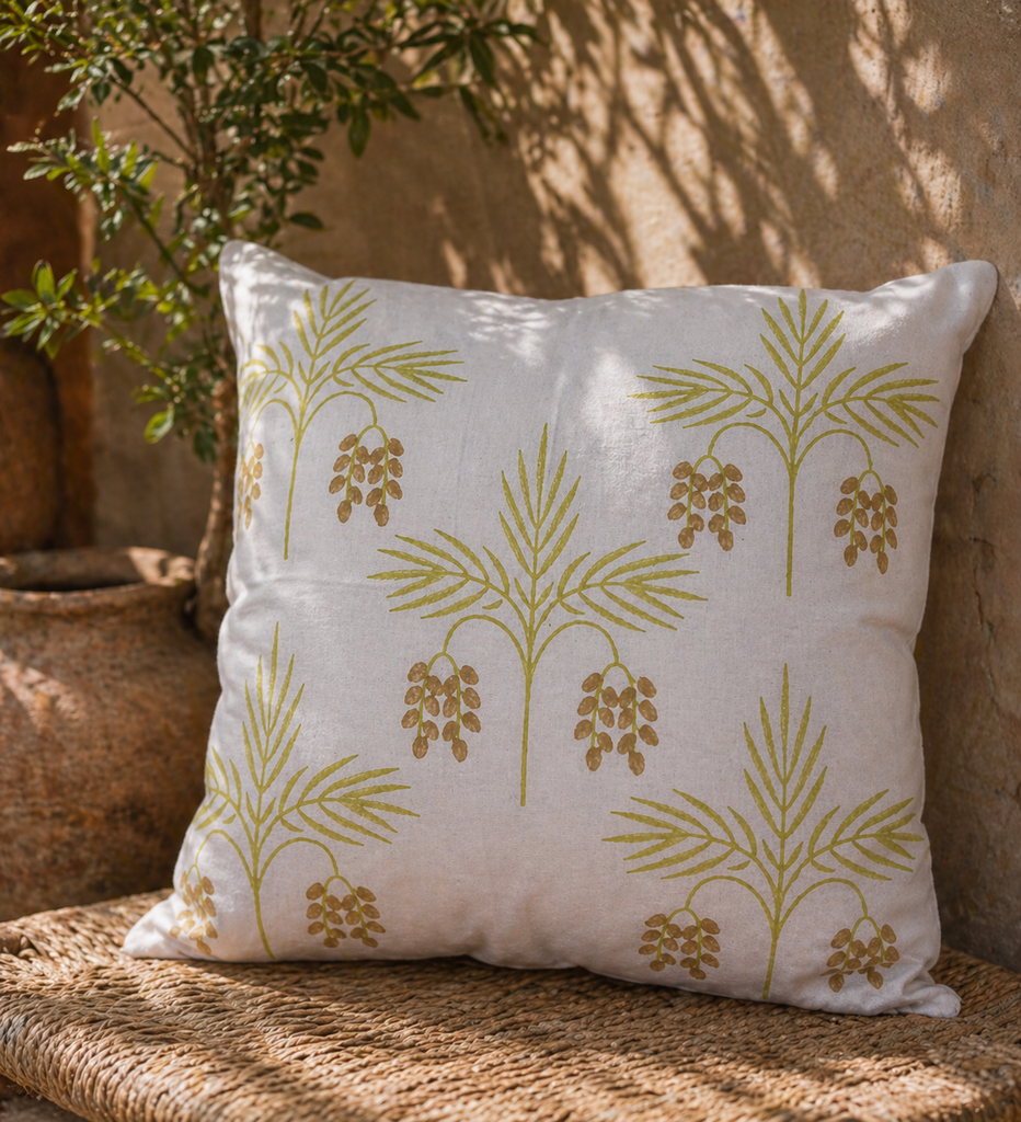 Block Print Cushion Cover-Camel