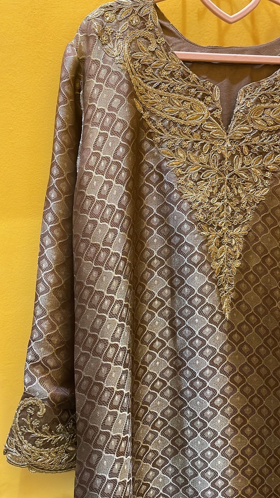 Kurta with Potli Bag-Golden