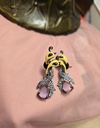 Enamel Zirconia Peacock Motif Earrings-Pink