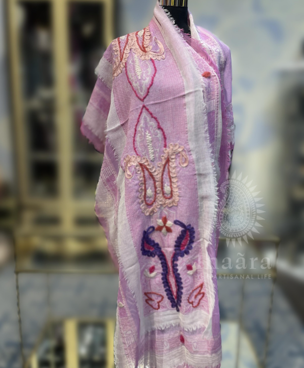 Boiled Wool Shawl-Pink
