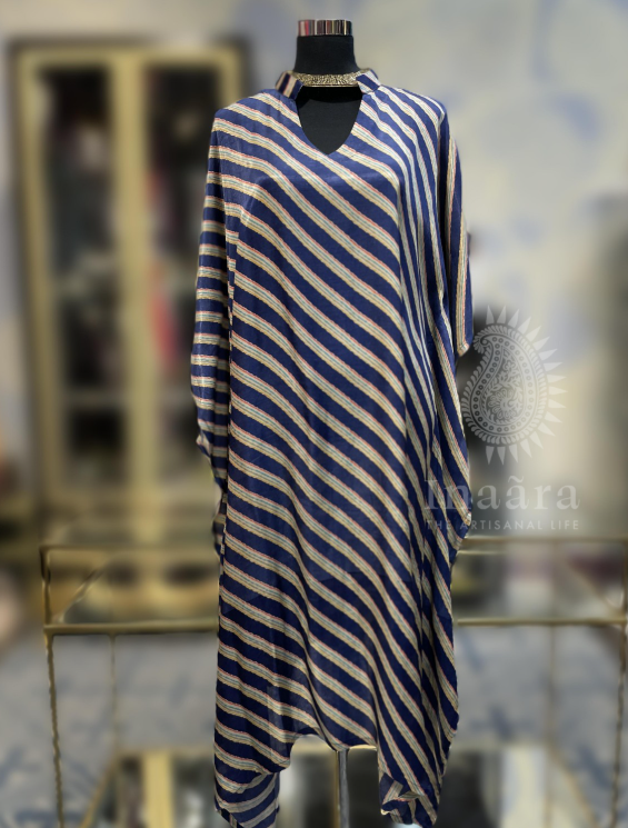 Aakifa Kaftan-Navy Blue Stripe