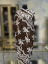 Embroidered Chiffon Dupatta - Brown