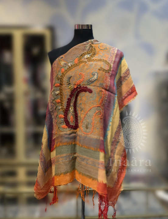 Boiled Wool Shawl-Orange