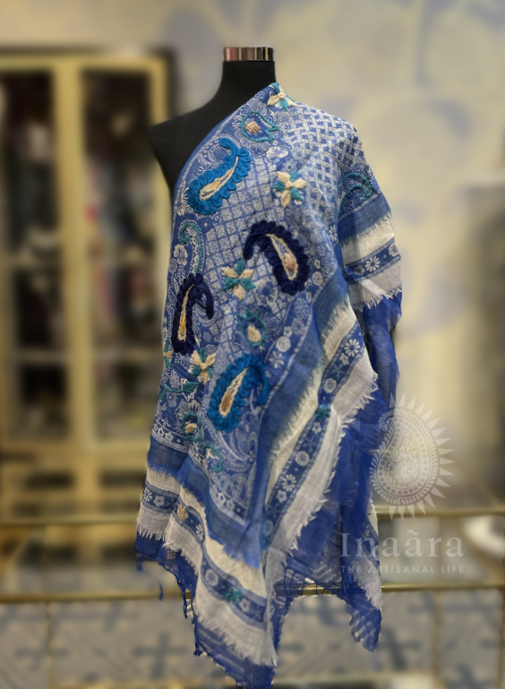 Boiled Wool Shawl-Dark Blue