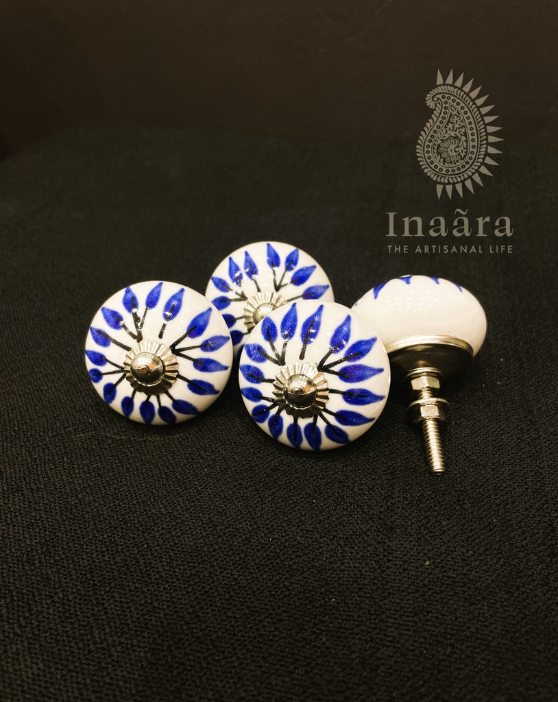 Ceramic Cabinet/Drawer Knob-White/Blue