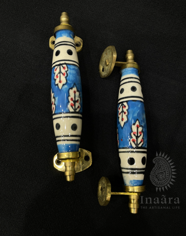 Ceramic Door Handle- Sky Blue/2pc