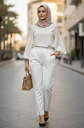 Lace Pants Stretchable- White