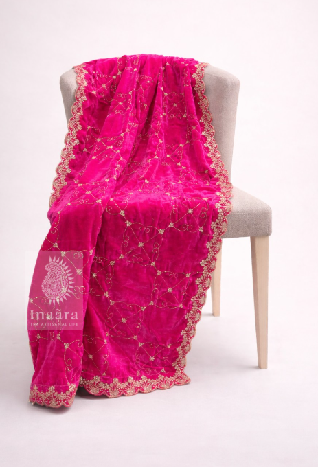 Zari Embrodiery Fuschia Shawl
