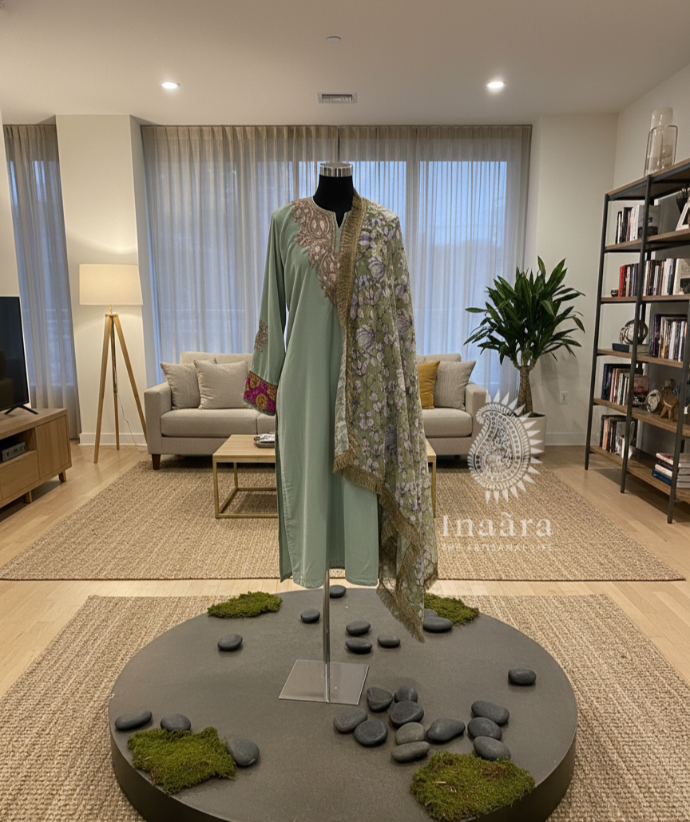 Designer Tila Embroidery Kurta w/ Dupatta