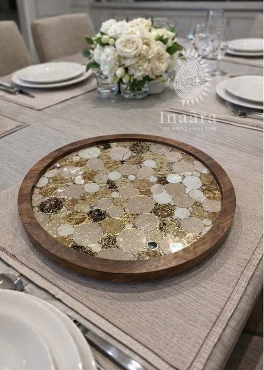 Raazi Lazy Susan- Brown/Gold