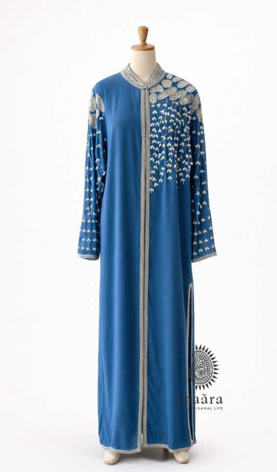 Layla Evening Coat- Steel Blue