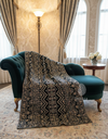 Embroidered Velvet Shawl-Zigzag/Black