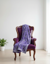 Embroidered Velvet Shawl- Violet