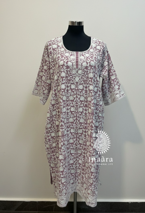 Kashmiri Kurti/Long -Dusty Rose