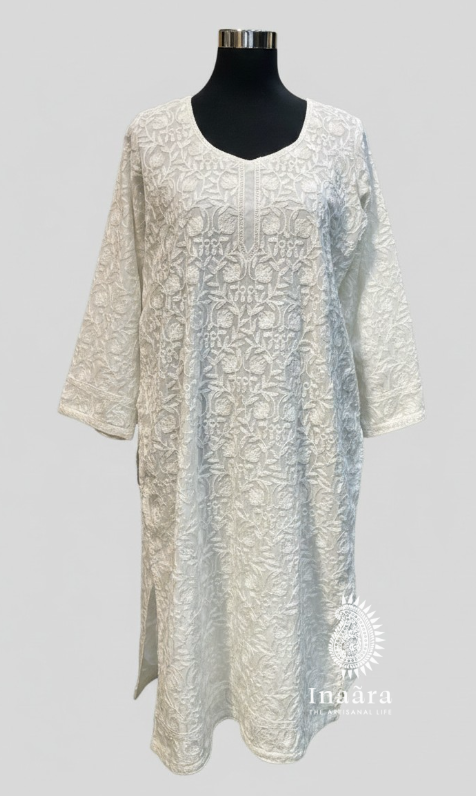 Kashmiri Kurti/Long- White