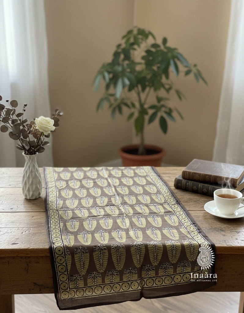 Ajrakh Dupatta- Green Leaves
