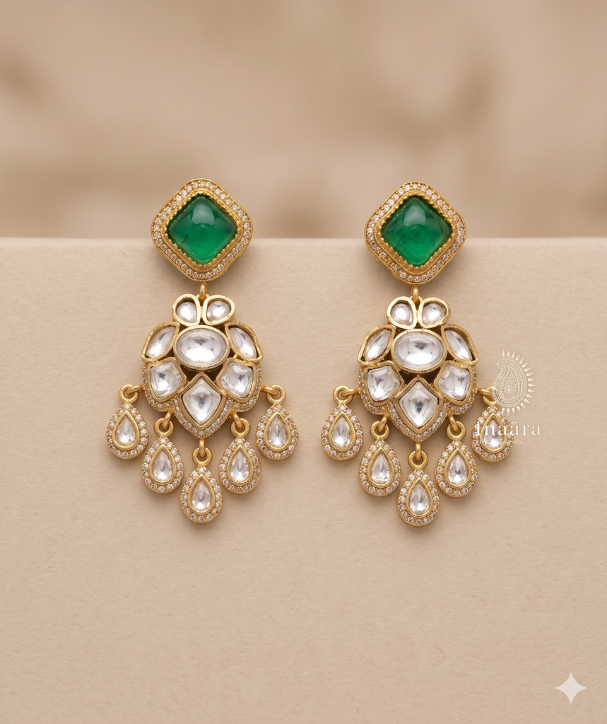 Riyasat Polki Earring Green
