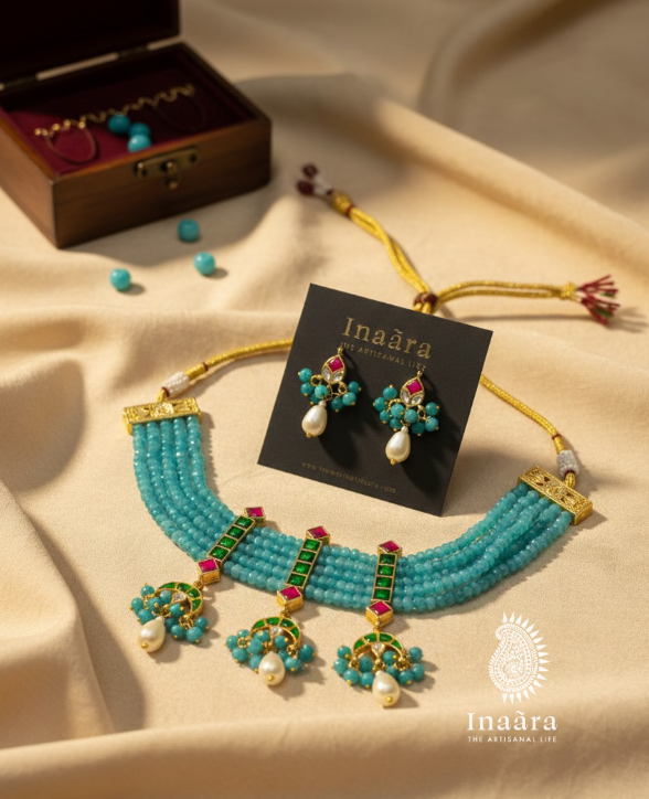 Blue Beads Choker Set