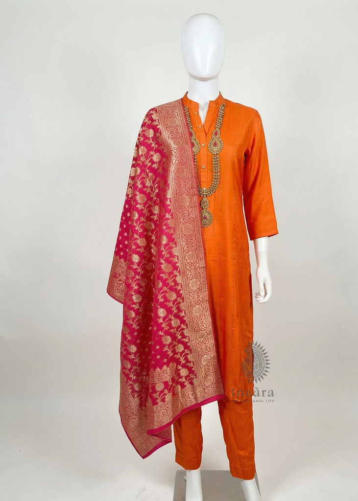 Kurta Set- Orange with Dupatta