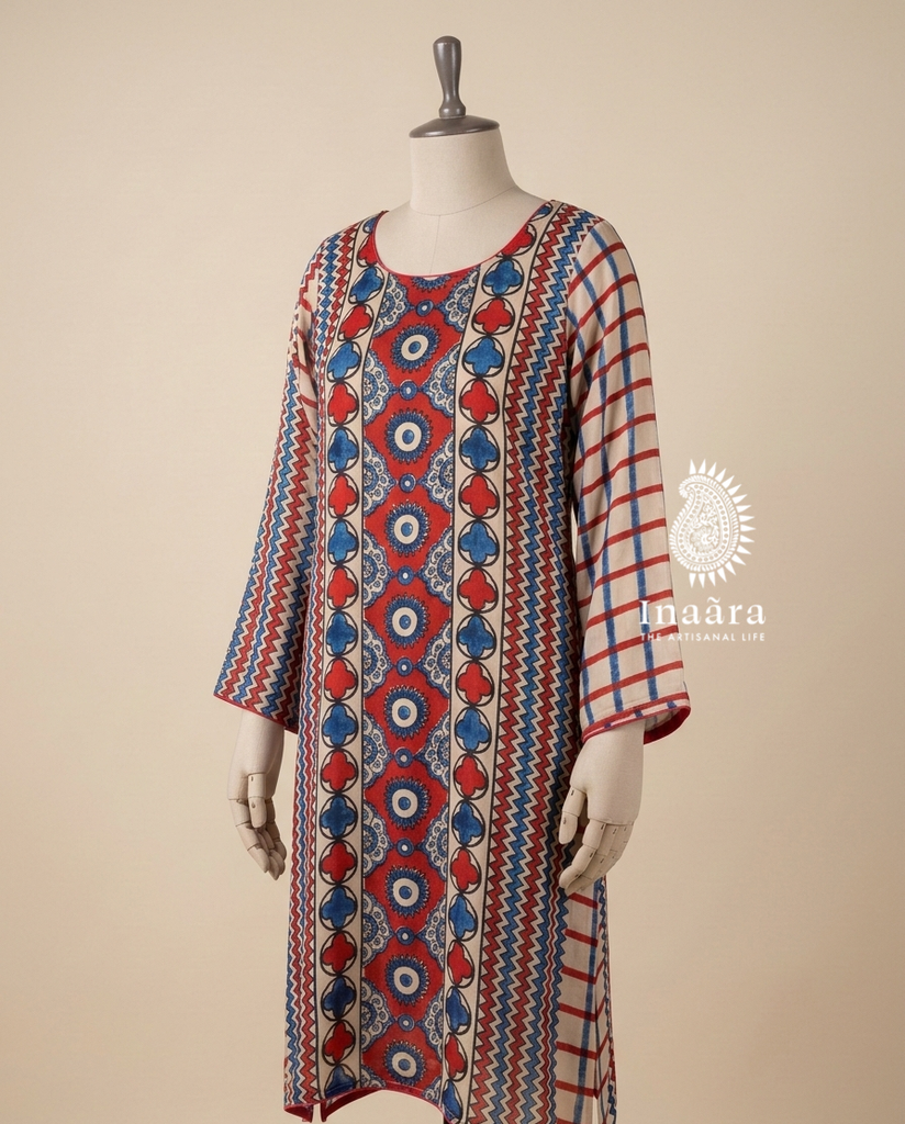 Ajrakh Kurta- Red 03