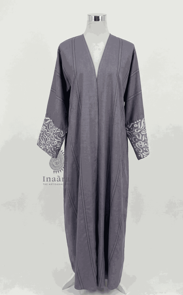Sanat Handpainted Abaya - Purple