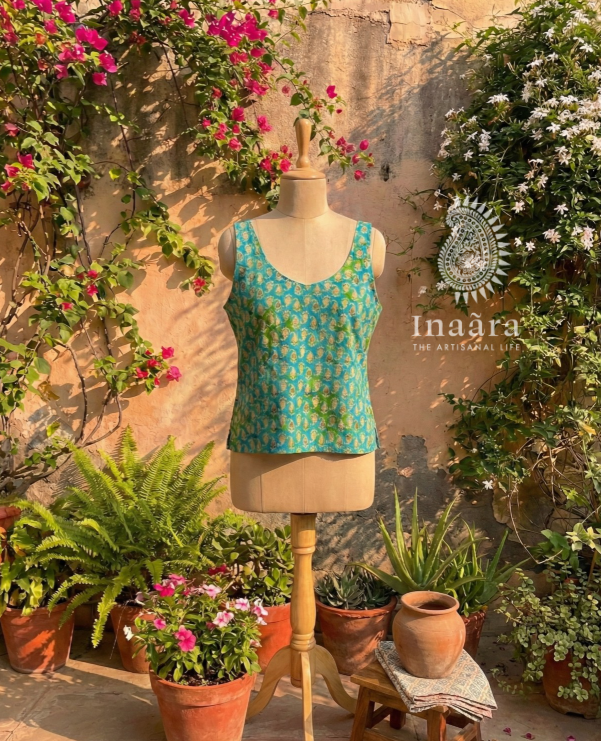 Rita Spaghetti Top-Paisley/Green