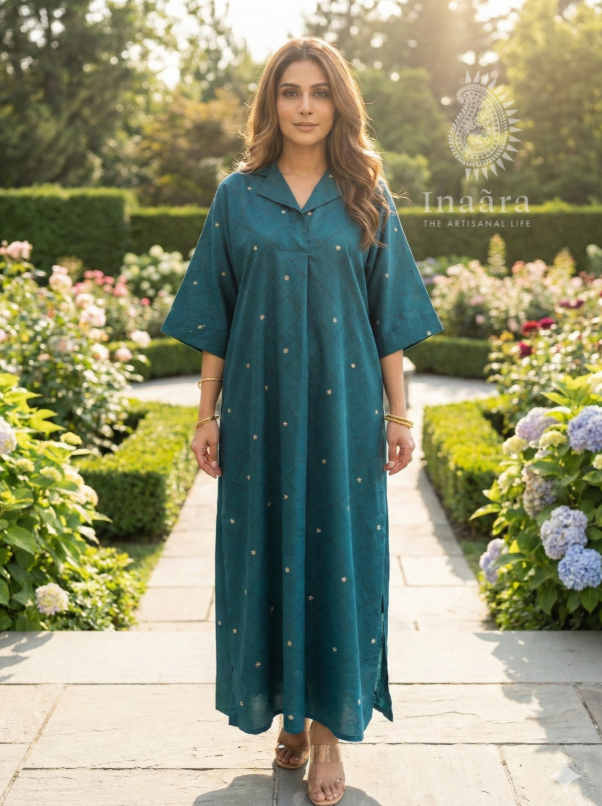 Tooba Dress-Blue Green