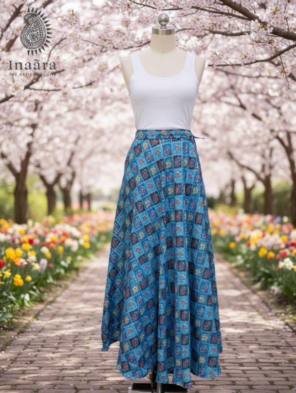 Anya Skirt- Blue Silk