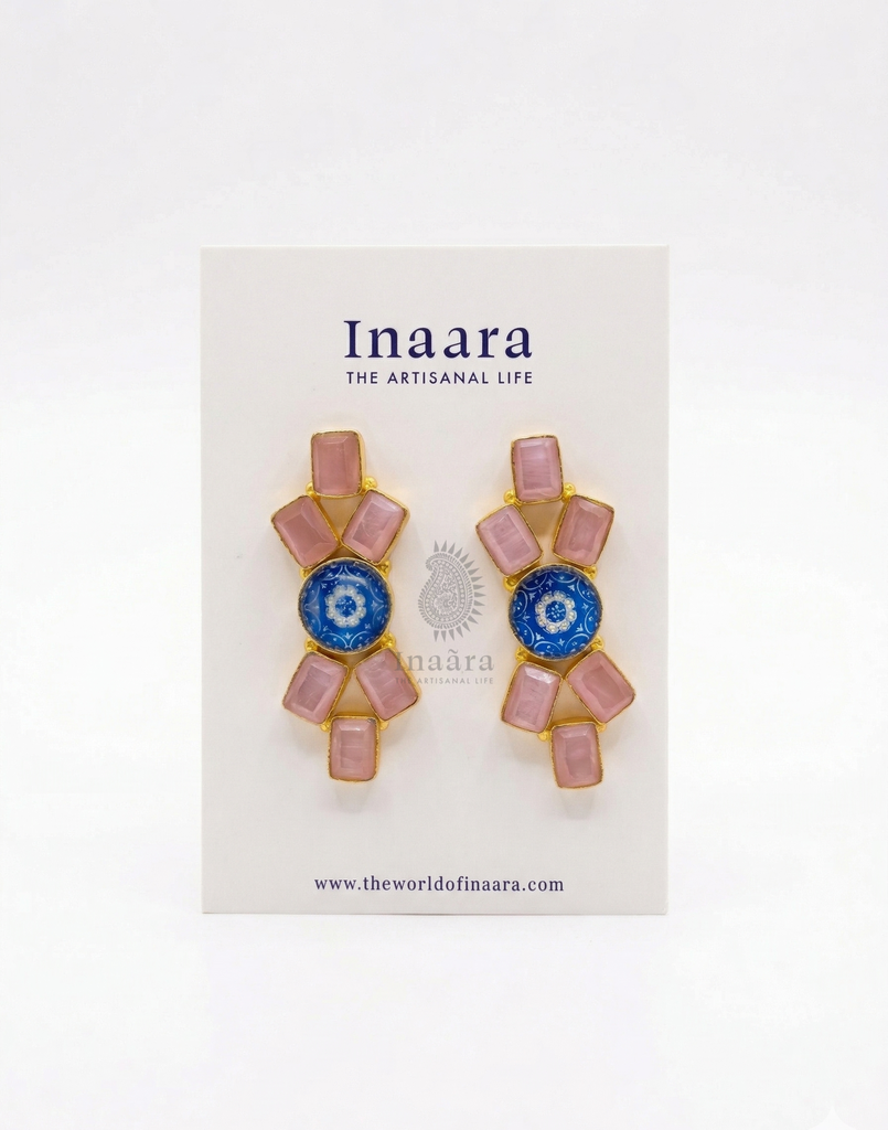 Athena Earrings w/Enamel-Pink