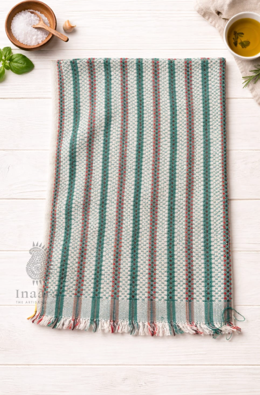 Handwoven Towel- Green Stripes