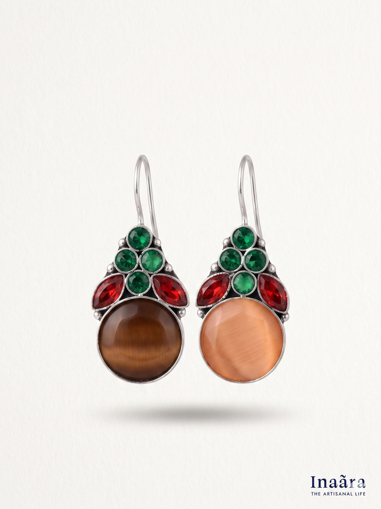 Multi-Gem Earrings - Orange