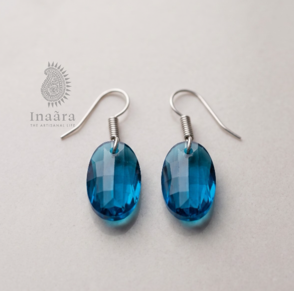 Faceted Glass Earring - Blue
