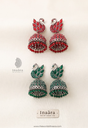 Peacock Jhumka Earring - Green & Red