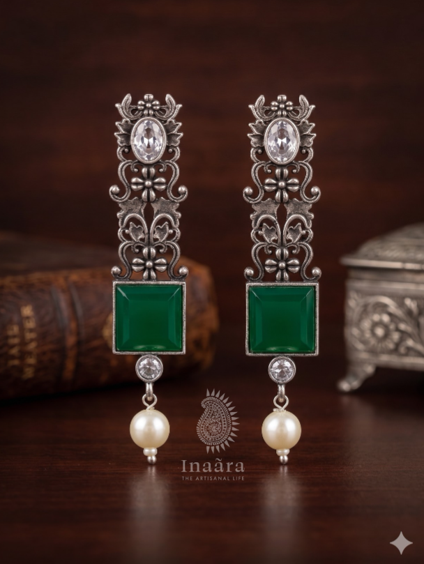 Emerald & Empire with Pearl Earrings