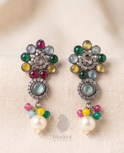 Oxidized kundan Earrings