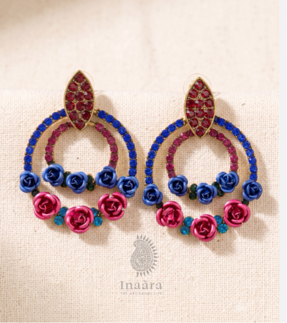 Carved Rose Hoop Earrings