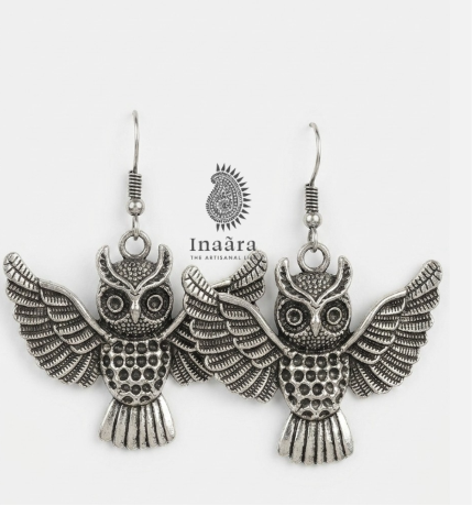 Artisanal Silver Owl Earrings