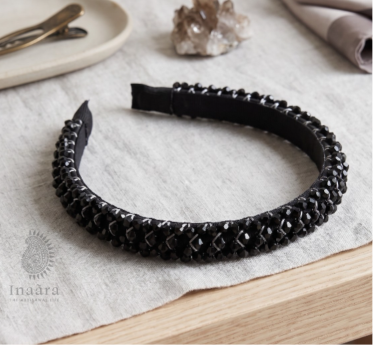 Handmade crystal beads hairband-Black 