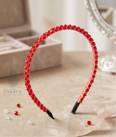 Handmade crystal beads slim Red