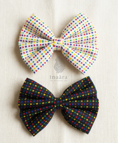 Hair clip Ribbon-white/black
