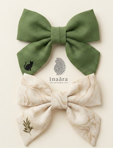 Hair Clip-green/white