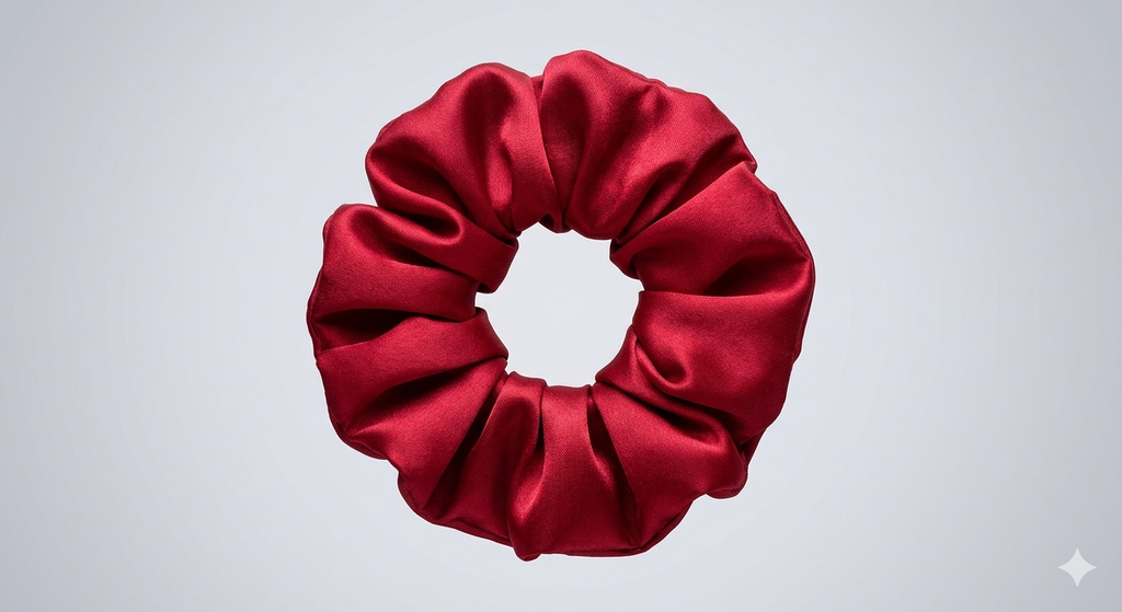 Scrunchie Silk Fabric-Big red
