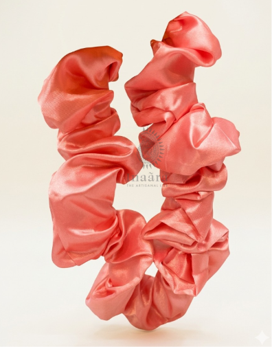 Silk Fabric Scrunchie – Large Pink