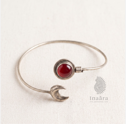 Lunar Stone Open Cuff Bracelet