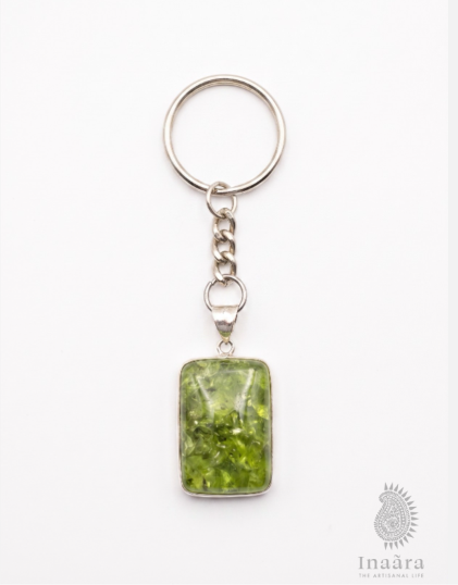 Green Shimmer Crystal Keyring
