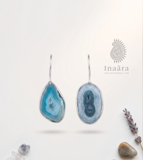 Ocean Agate Slice Earrings