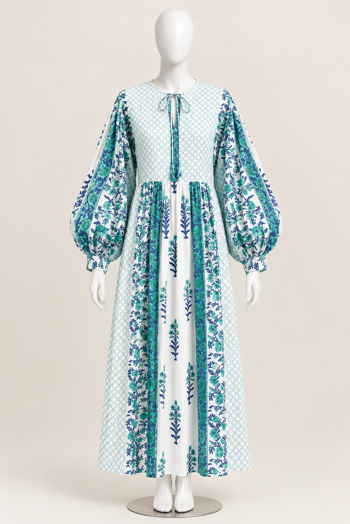 Zehra BloclPrinted Dress-Blue