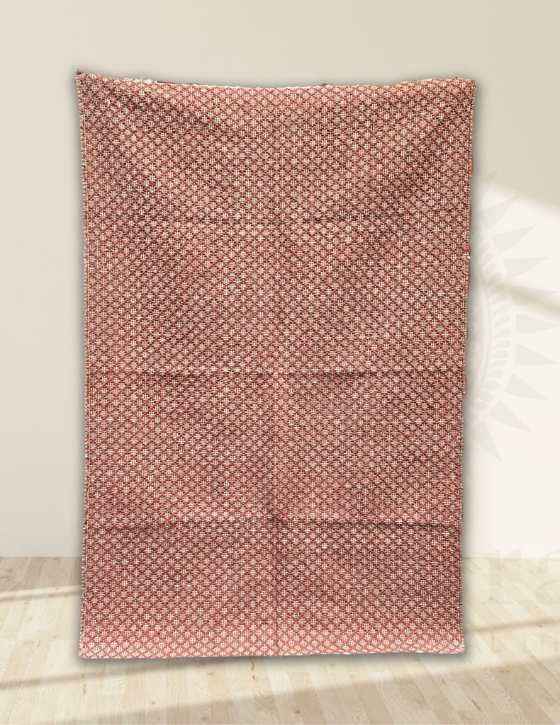 Geometric Mesh Handwoven Dhurrie -Red/6x4ft