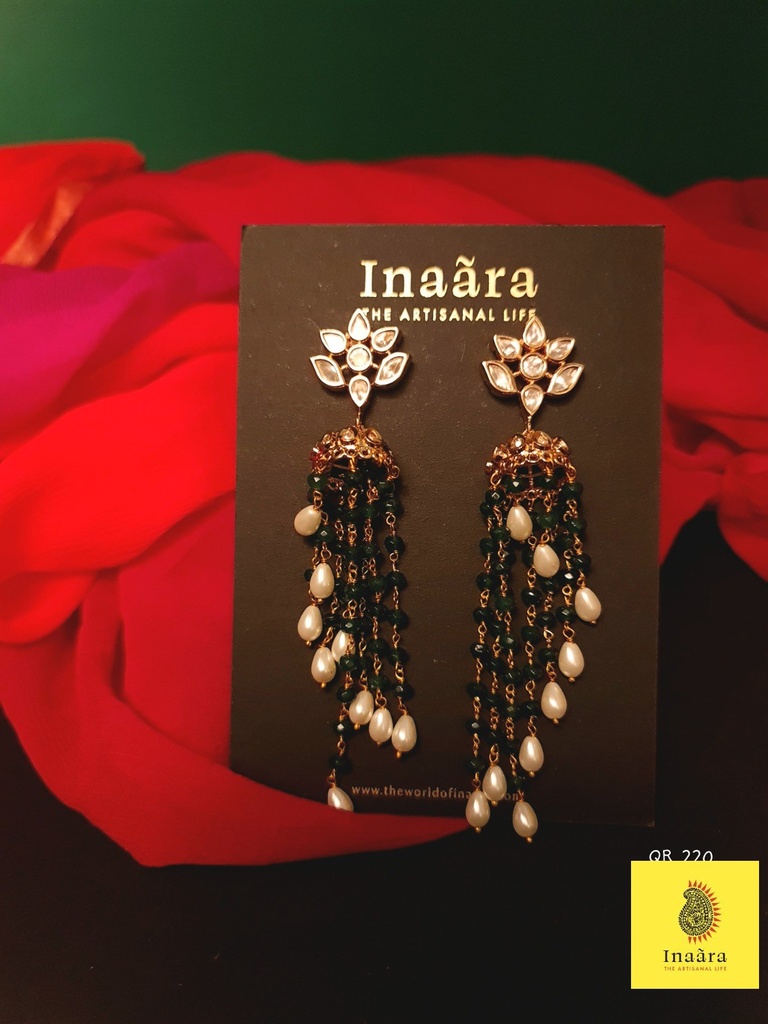 Exquisite Chandelier Jhumkas-Green