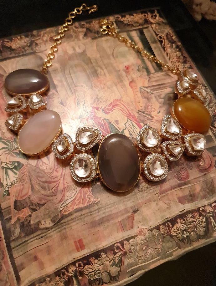 Cabochon Moissanite Statement Necklace